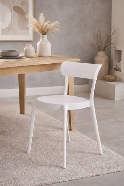 Fusion Living White Plastic Stackable Bistro Dining Chair