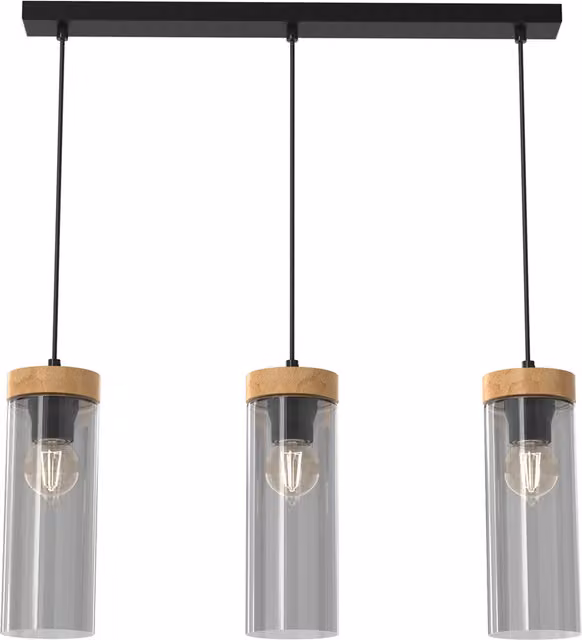 Milagro Elica Suspended Cylinder Pendant Lamp in Black and Brown with Smoked Glass