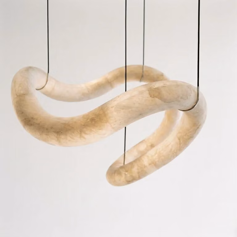 Araco Lumière Frozen Novar Alabaster LED Pendant Light in White