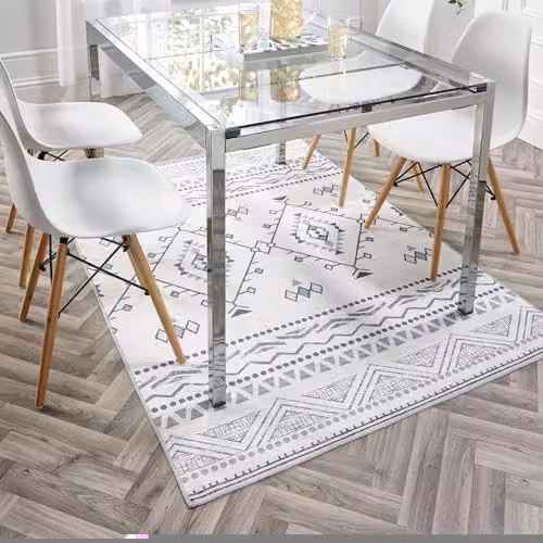 Phoenox Textiles Limited Origins Washable Nomad Rug, Boho Style, Black and White, W: 120 cm, L: 170 cm – 2