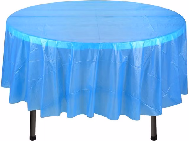 Neel Blue Round PVC Disposable Plastic Tablecloth in Royal Blue