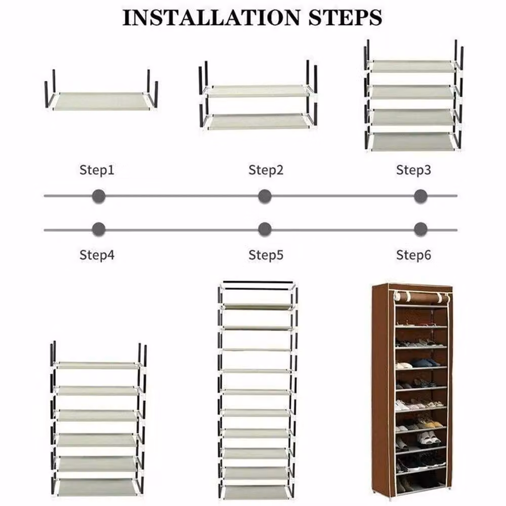 SPETLEK Black Dustproof 10-Tier Shoe Cabinet for 27 Pairs – 2