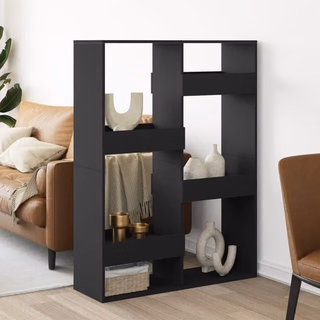Berkfield Home Black MDF Room Divider, W: 100 cm, D: 33 cm, H: 135 cm