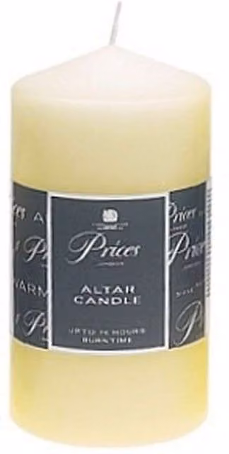 Price's Unscented Smokeless Non Drip Altar Pillar Candle, Cream, H 15 cm x W 8 cm x D 8 cm