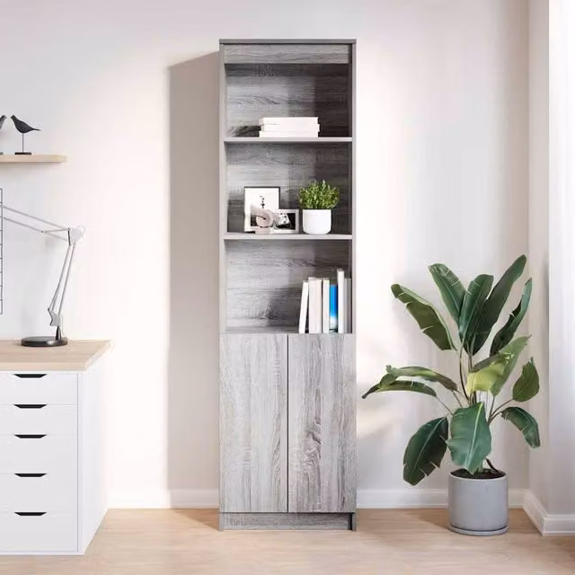 Berkfield Home Grey Sonoma Highboard in Engineered Wood W/D/H: 50 x 35 x 180 cm