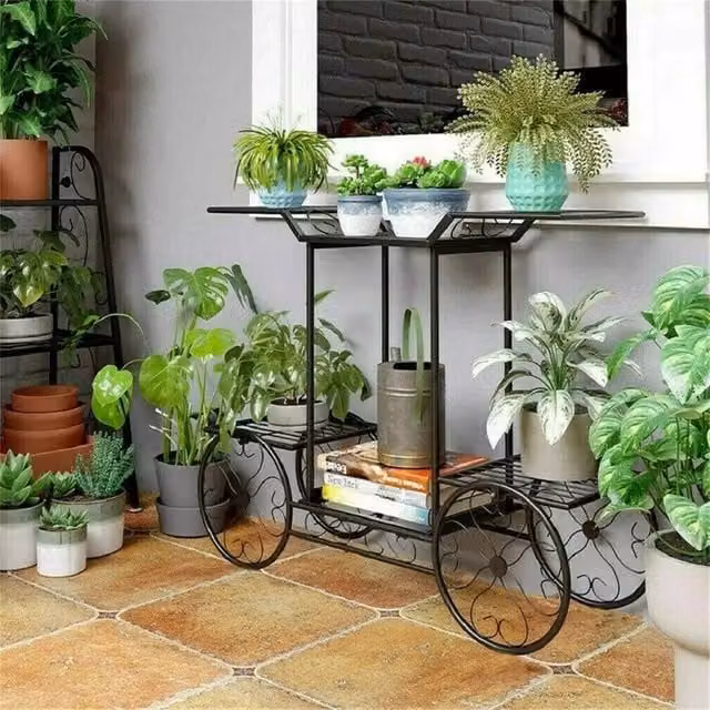 EONLION 6 Tier Metal Plant Stand in Matt Black for Indoor and Outdoor Use – 1