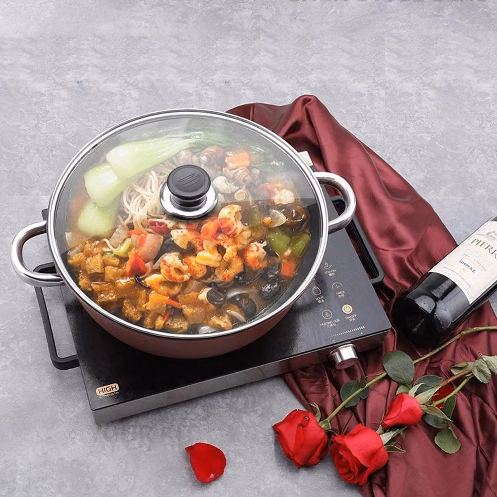 FORGEVIO Red Non-Stick Ceramic Stockpot with Glass Lid, Diameter: 26 cm – 2