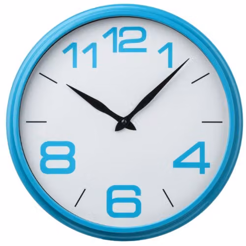Premier Housewares Modern Round Quartz Analog Wall Clock in Blue, White and Black, W/D/H: 36 x 36 x 6 cm