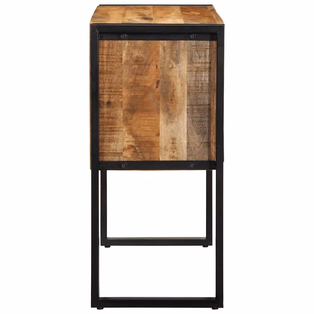 Berkfield Home Beautiful Console Cabinet in Brown Solid Rough Mango Wood, W/D/H: 90 x 35 x 75 cm – 2