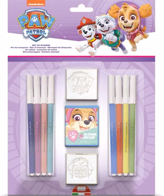 PAW Patrol Kids Craft and Stationery Set with 2 Stamps in Pink and Multicolour