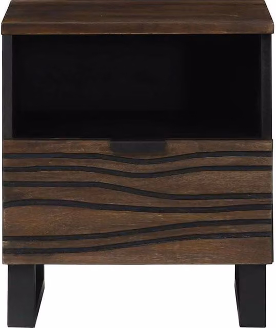 Berkfield Home Traditional Bedside Cabinet, Solid Mango Wood, Brown, W/D/H: 40 x 33 x 46 cm