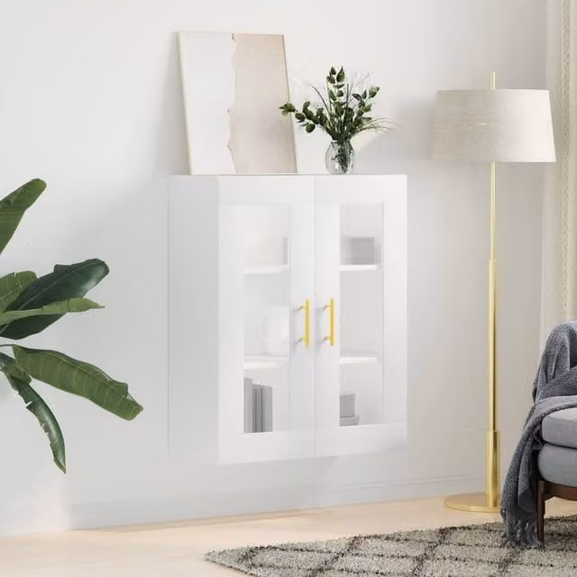 Berkfield Home White Wall Mounted Cabinet with Glass Doors W/D/H: 69.5 x 34 x 90 cm – 1
