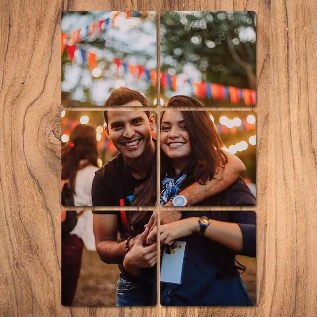 Uniqueful Personalised Photo MDF Coaster Set of 6, Multicolour Square Wood Coasters