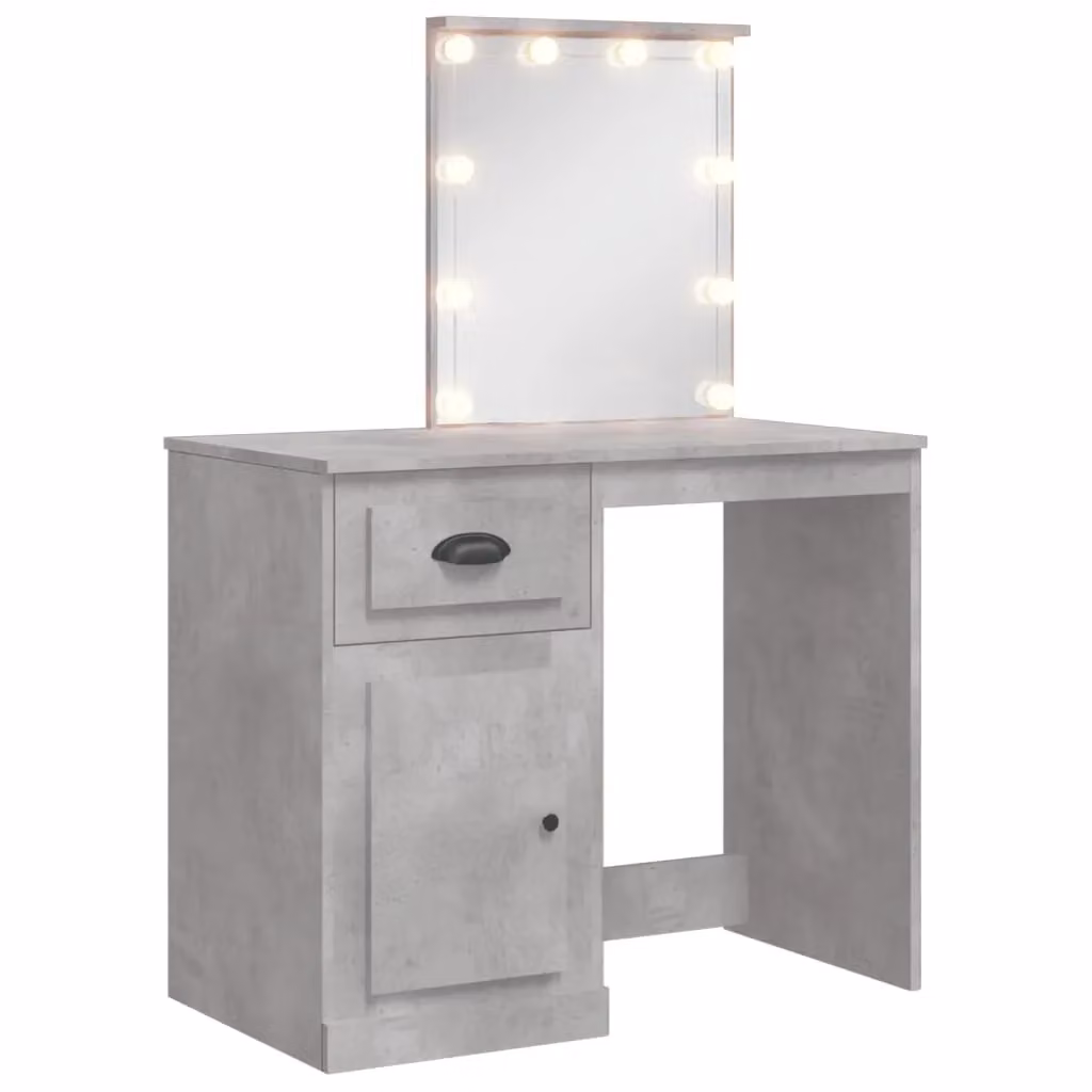 Berkfield Home Dressing Table with Hollywood LED Lights in Grey, W/D/H: 90 x 42 x 132.5 cm – 2