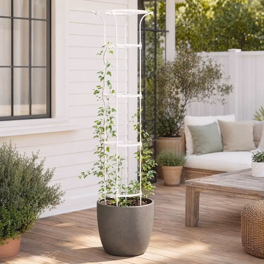 Kelvenix White Metal Umbrella Garden Plant Support, H: 180 cm, W: 50 cm, D: 50 cm – 3