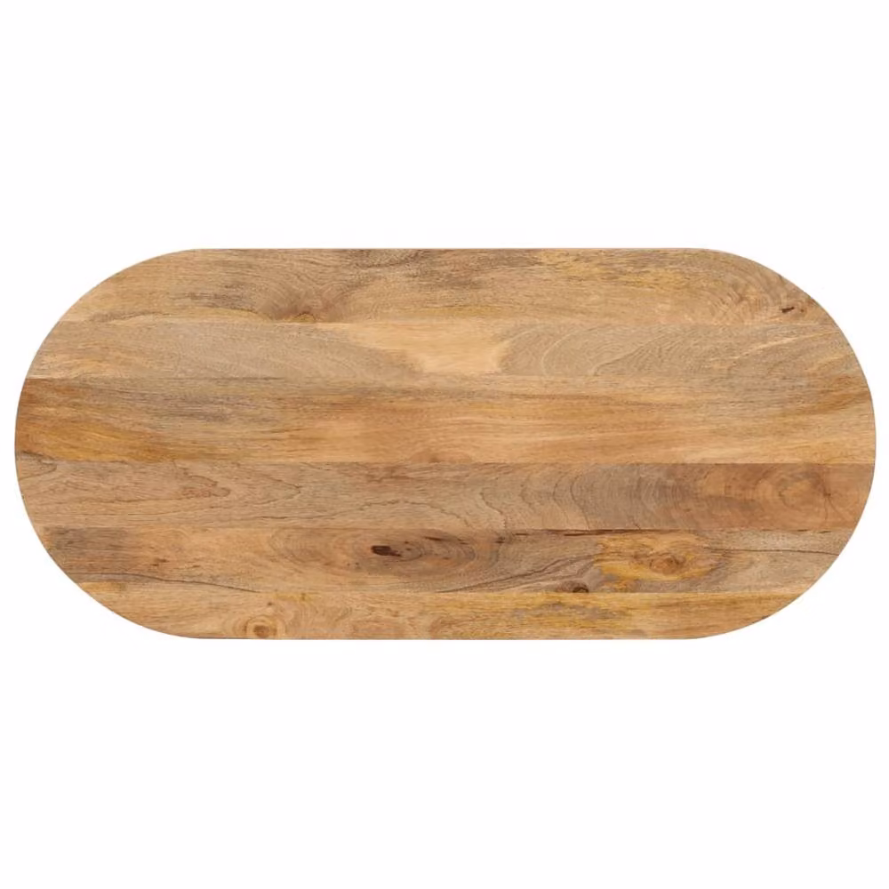 Berkfield Home Oval Solid Mango Wood Table Top, Brown, W: 80 cm, D: 40 cm, H: 2.5 cm – 2