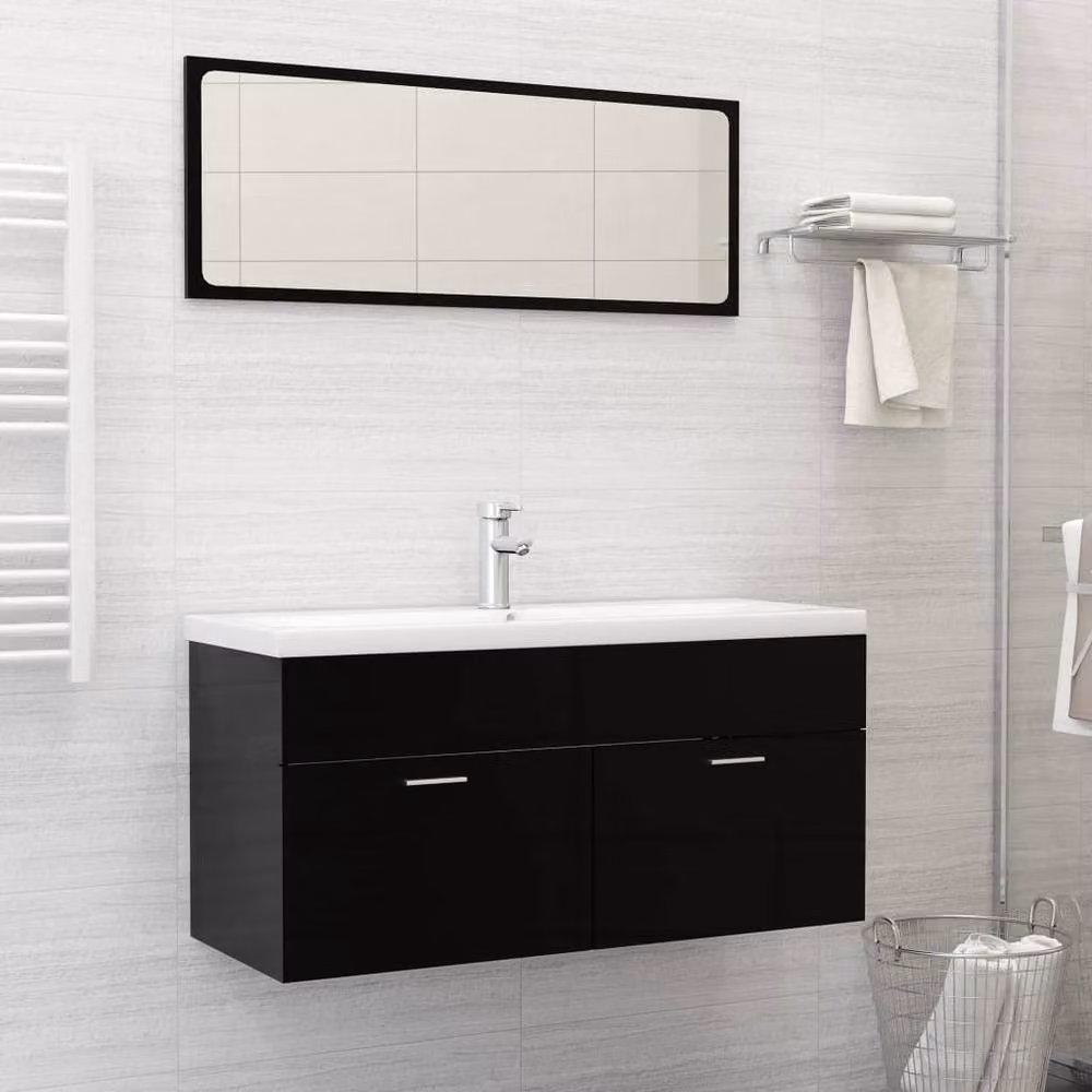 Berkfield Home Elegant White Ceramic Built-in Rectangular Basin with Overflow, W: 101 cm, D: 39 cm, H: 18 cm – 2