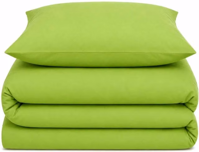 Velosso Plain Dyed Duvet Cover and Pillowcase Set in Green, Double (Duvet Cover: 200 x 220 cm, Pillowcase: 140 x 200 cm)