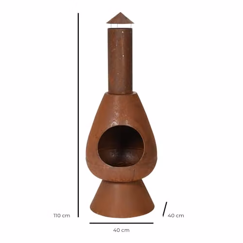 Jack Stonehouse Large Modern Outdoor Fire Chiminea, Rust Metal Wood Burner, Height: 110 cm – 2