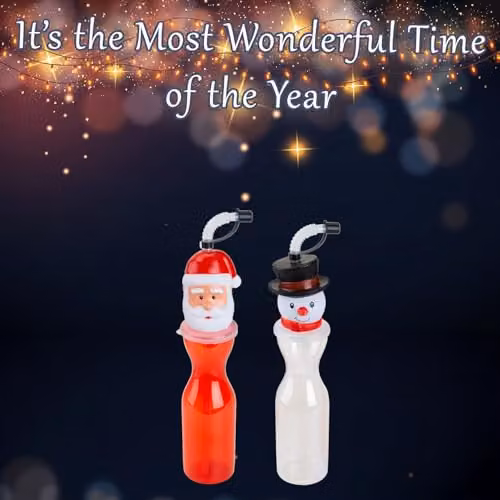 VFM e-Store Christmas Bottle Santa and Snowman Character Tabletop Ornament, Multicolour, H 25 cm x W 6.5 cm – 3