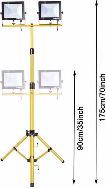 FLAVORA 2x50W Waterproof LED Work Floodlight with Height-Adjustable Tripod, Yellow – 1