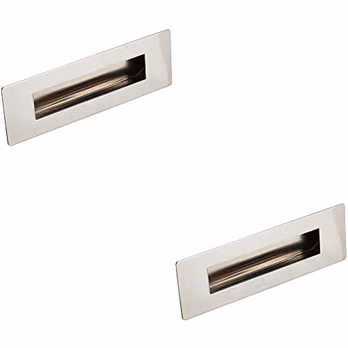 Loops 2 Pack Bright Stainless Steel Recessed Sliding Door Flush Pull Handles W: 18.0 cm, H: 6.0 cm