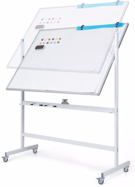 Costway Mobile Whiteboard with Grid Pattern in White and Black