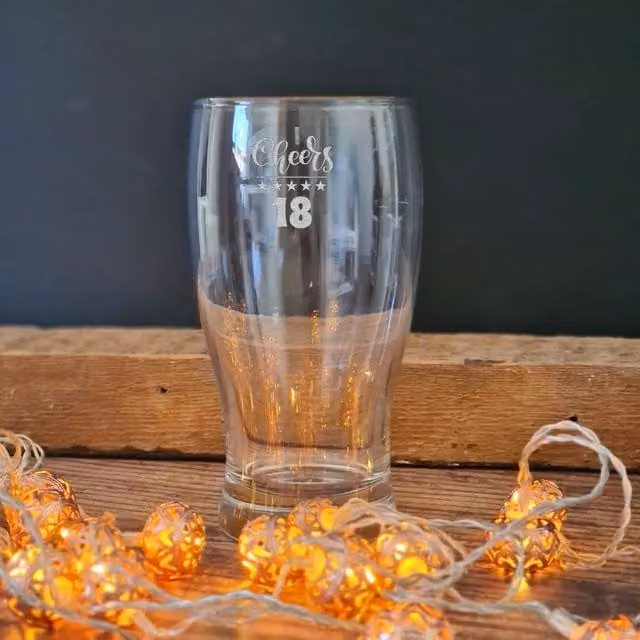 Afewhometruths Engraved 18th Birthday Pint Glass, Clear, 500ml – 1