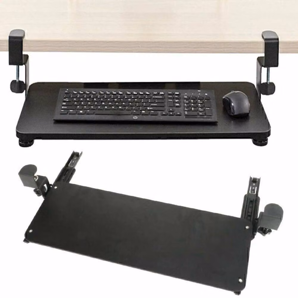 NESTLUNE Under Desk Comfort Keyboard Tray in Black, W: 100 cm, D: 25 cm – 3