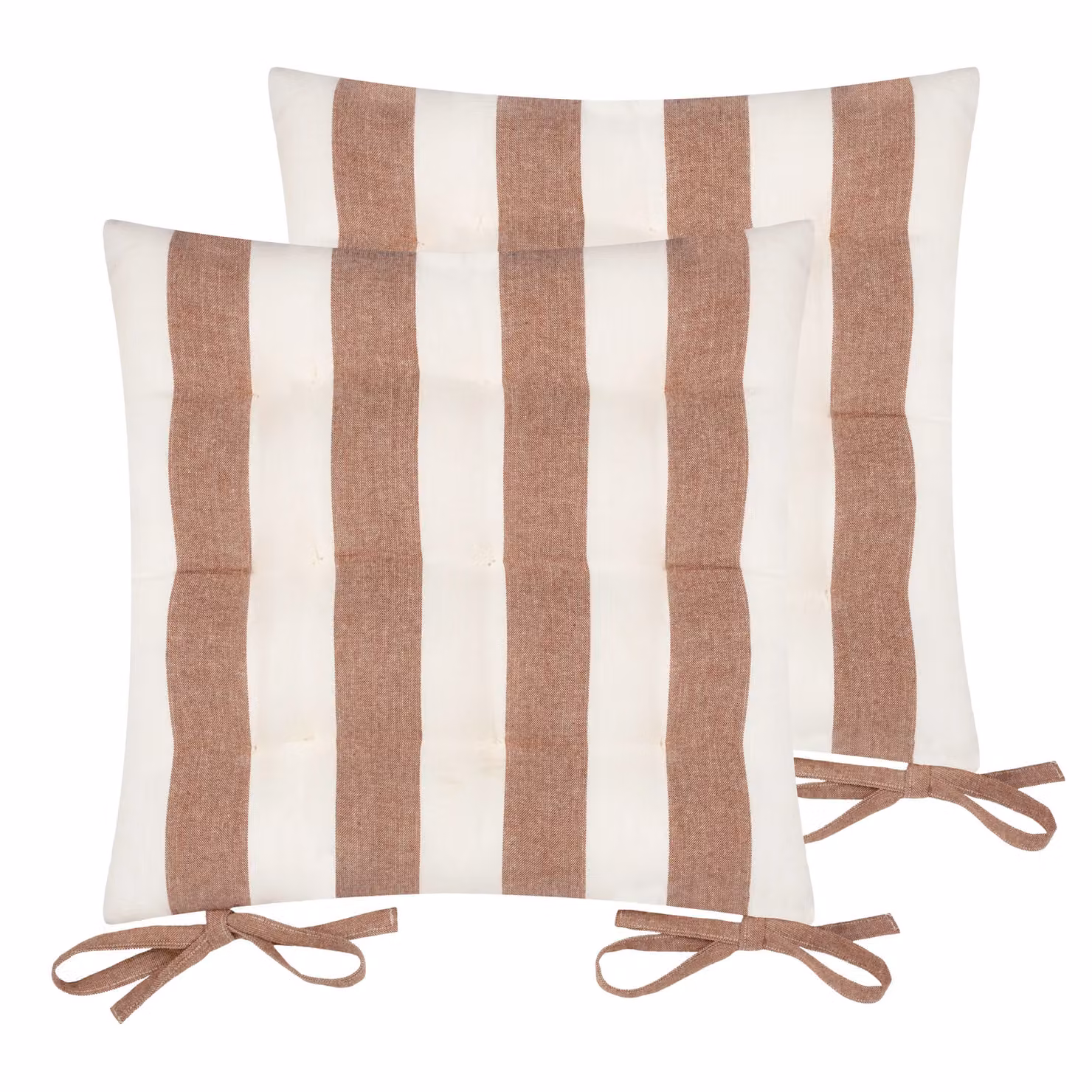 Yard Hayle Striped 100% Cotton Seat Pads, 2 Pack in Brown, W/D/H: 40 x 40 x 40 cm – 2