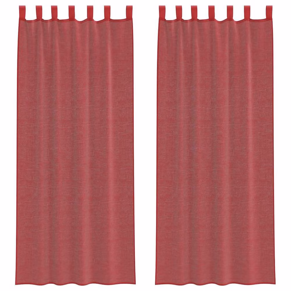 Berkfield Home Red Voile Fabric Curtains with Tabs, 2 Pack, W: 140 cm, H: 260 cm – 2