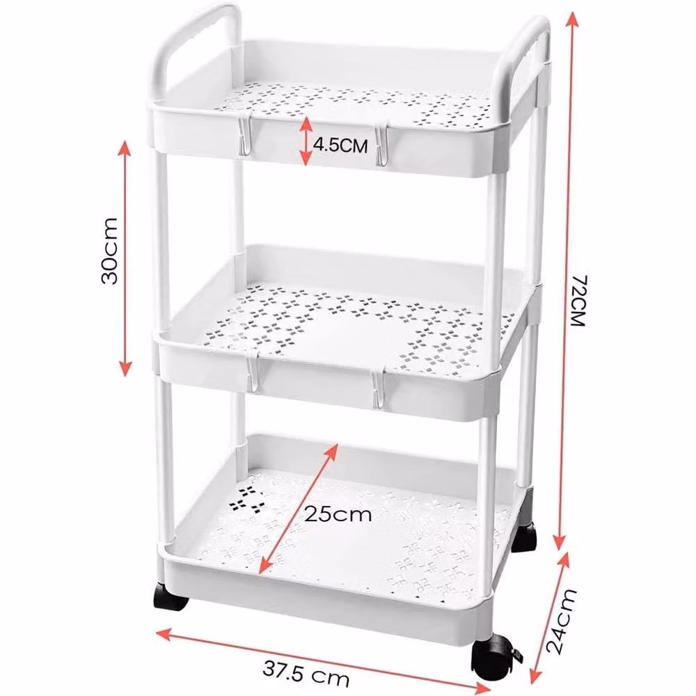 FORGEVIO 3-Tier White Plastic Kitchen Storage Trolley on Wheels – 2