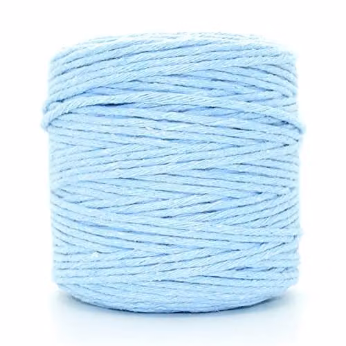 SolaDirect Sky Blue Macrame Cord, 200 m of 3 mm Thick Natural Cotton Thread Yarn for DIY Crafts and Home Decoration