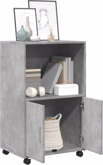 Berkfield Home Rolling Cabinet in Concrete Grey, W/D/H: 55 x 40 x 91 cm – 1