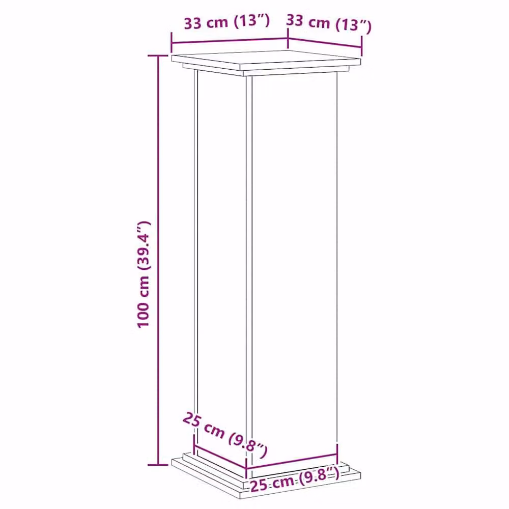 Berkfield Home Black Oak Plant Stand, W/D/H: 33 x 33 x 100 cm – 6