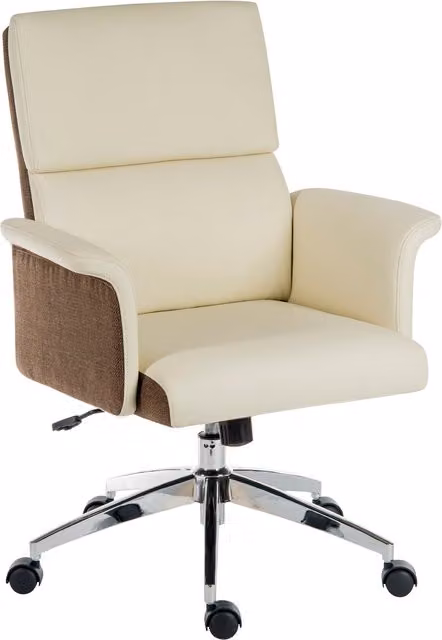 Elegance Retro Gull Wing Medium Back Executive Office Chair in Beige Synthetic Leather