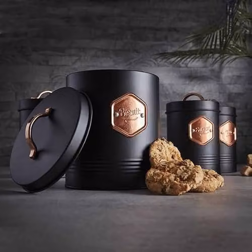 Cooks Professional 7 Piece Airtight Kitchen Canister Set in Black and Copper – 4
