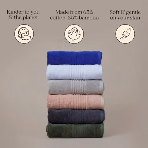 Misona Bamboo Bath Towel, Blue, W: 70 cm, L: 130 cm – 2