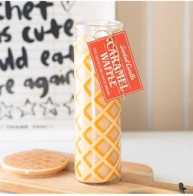 KDMD Caramel Waffle Scented Taper Candle, Yellow, 55h Burn Time – 1