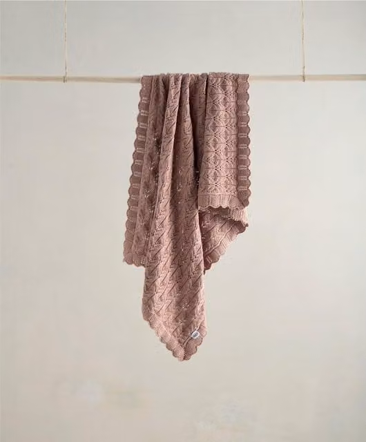 Mamas & Papas Welcome to the World Wildflower Pink Knitted Cotton Jacquard Blanket