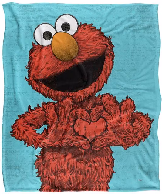 LOGOVISION Sesame Street Elmo Painted Super Soft Fleece Throw Blanket, White and Multicolour, W/D/H: 152 x 127 cm