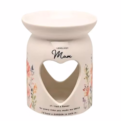 Widdop and Co Cottage Garden Ceramic Wax Melt Burner with Sentiment Wording in Multicolour and White – 1