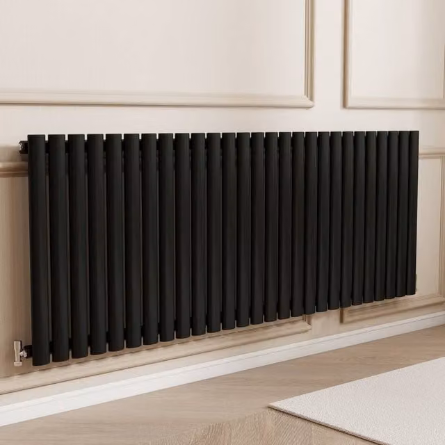 Banyetti Orva Black Horizontal Single Oval Column Radiator W: 60 cm, H: 159.3 cm – 1