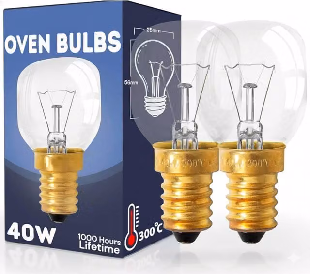Tanness 2 Pack 40W Pygmy Oven Bulbs, Warm White, SES E14 Small Edison Screw, Heat Resistant Glass – 1
