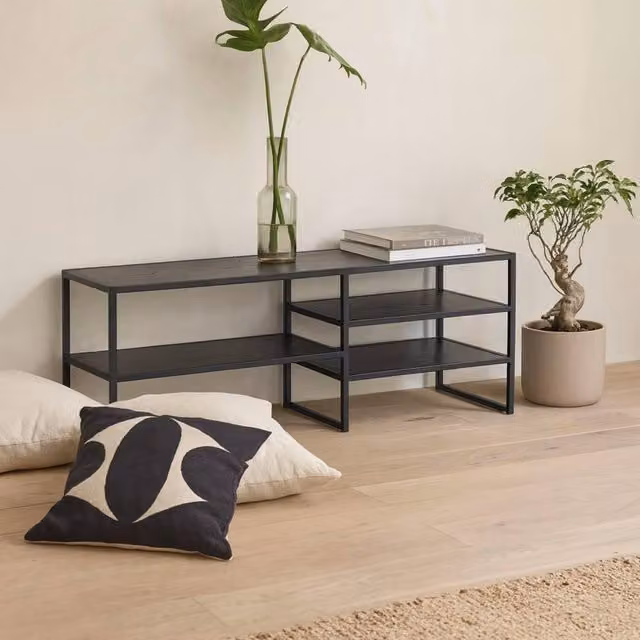 Wyld Haus El Paso Black Metal Open TV Unit with 3 Shelves, W/D/H: 108 x 46 x 33 cm – 1
