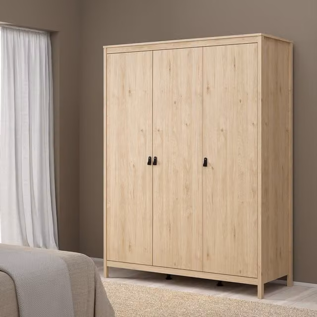 Jackson Hickory Barcelona 3-Door Wardrobe in Matt Black and Brown