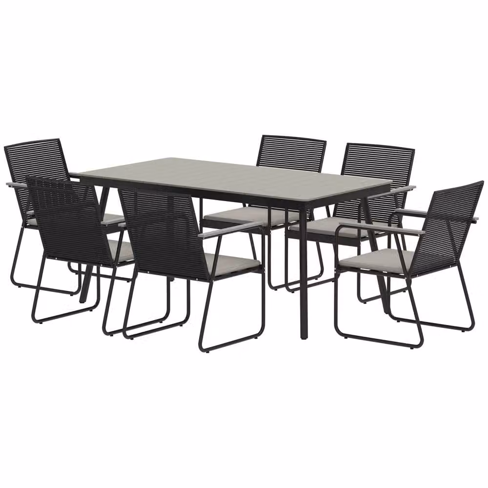 Wyld Haus Karutte 6 Seater Outdoor Dining Set with Rectangular WPC Table and 6 Cushioned Chairs in Grey – 2