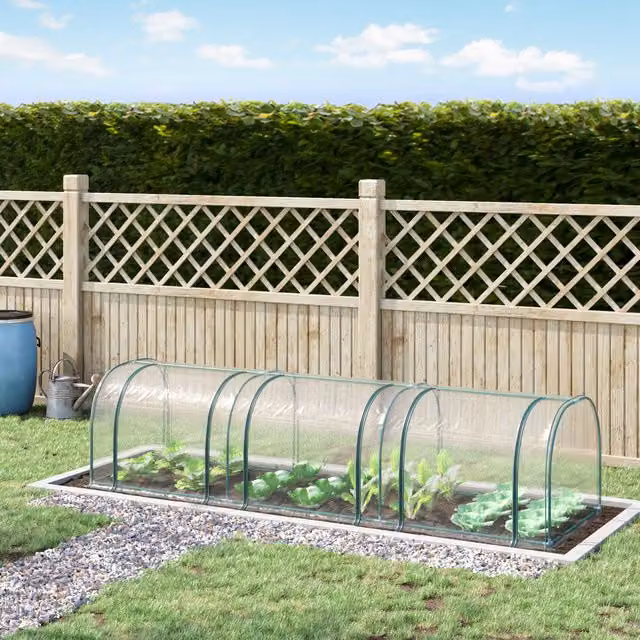 OUTSUNNY Steel Frame Tunnel Greenhouse with Zipper Doors in White and Transparent, W/D/H: 100 x 80 x 100 cm
