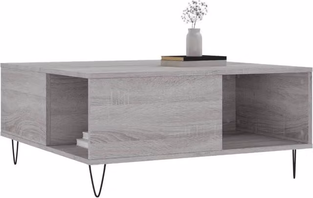 Berkfield Home Modern Square Coffee Table in Grey Sonoma, W/D/H: 80 x 80 x 36.5 cm