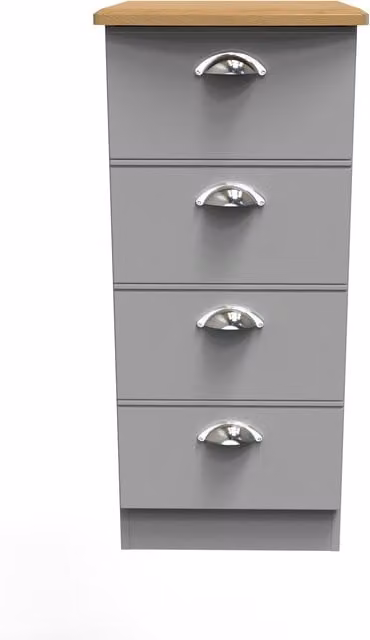 2 U Albert 4 Drawer Tall Bedside Chest in Grey